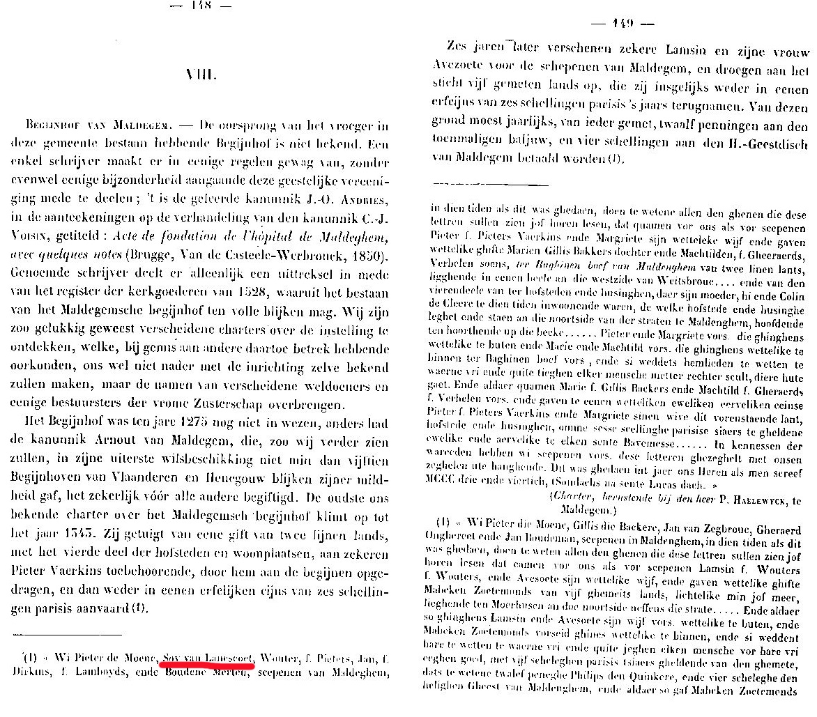 Oorkonde van 1345 met vermelding van Soy Van Lanscoot