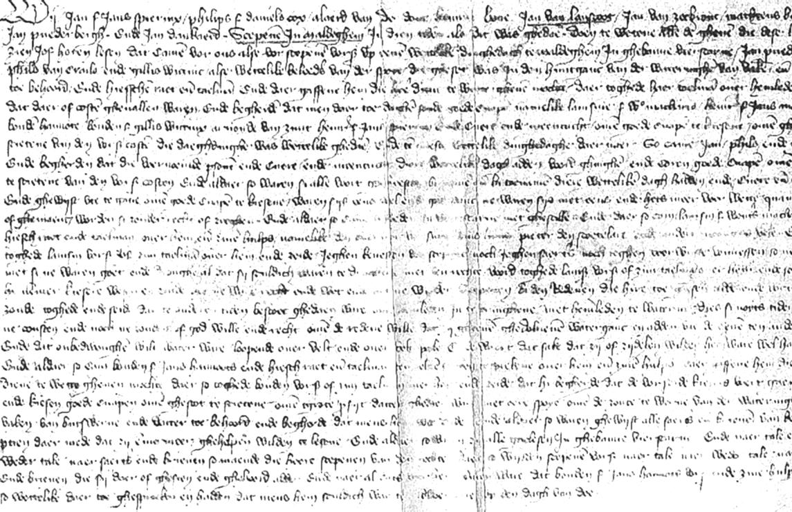 Oorkonde van 1353 met Jan Van Landschoot als schepen van Maldegem