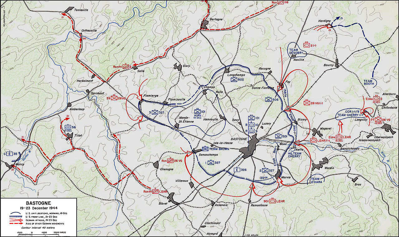 Battle of the Bulge map Bastogne December 1944