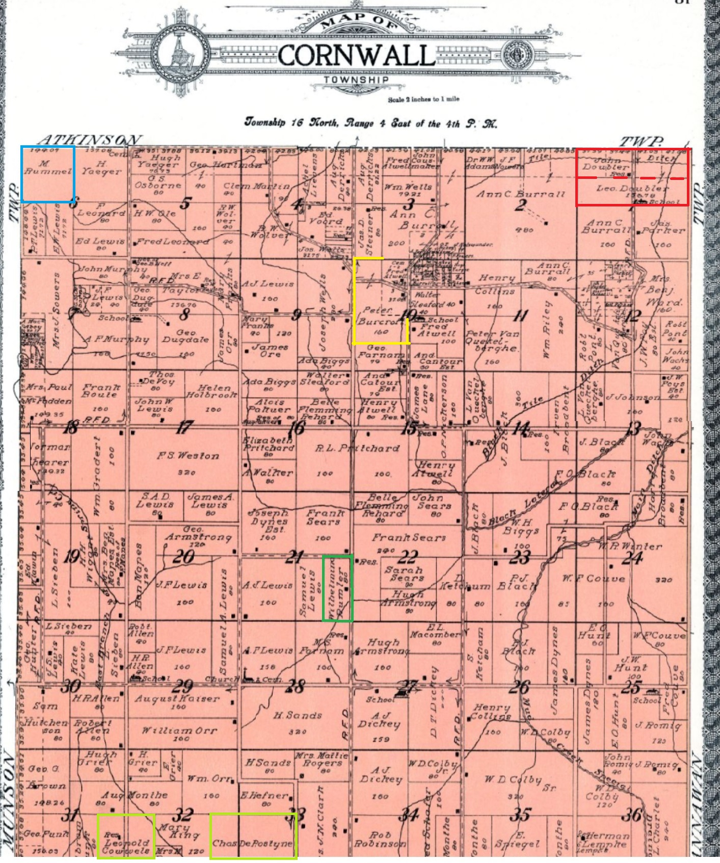 Platmap with property of Peter Bercroft in section 10