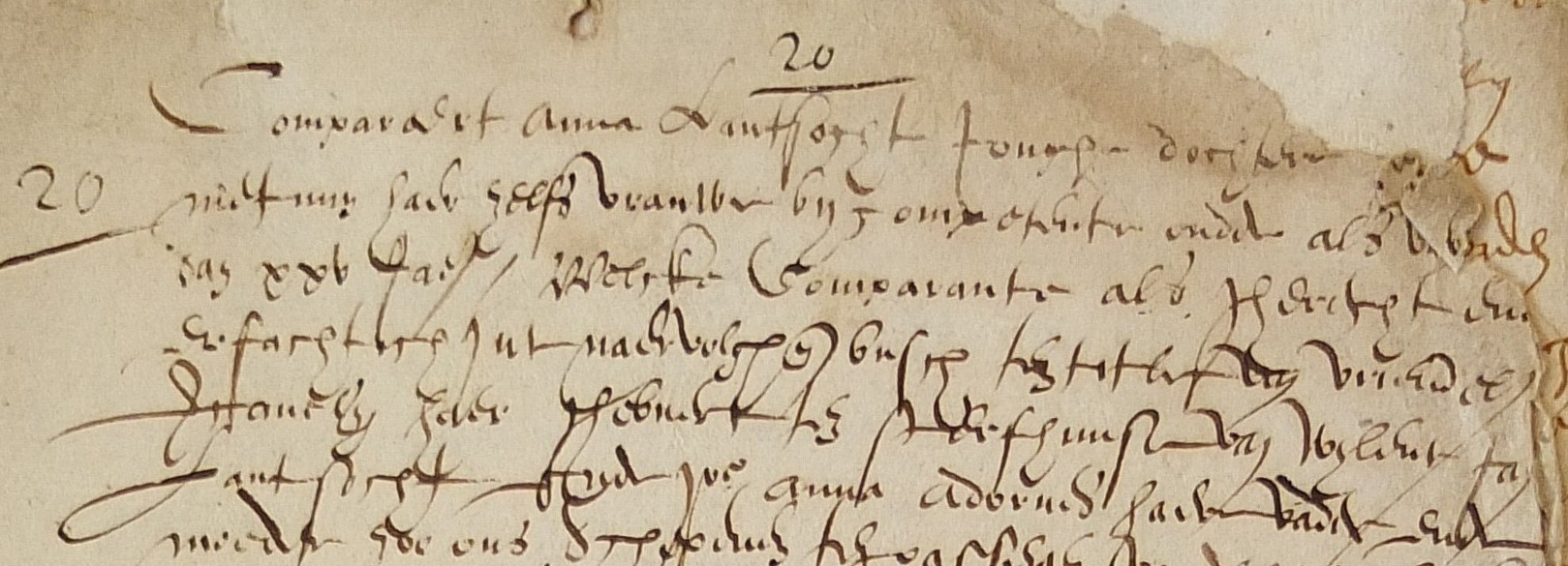 Akte of familieverhaal van Anna Lantsoght, Oostkamp 1625