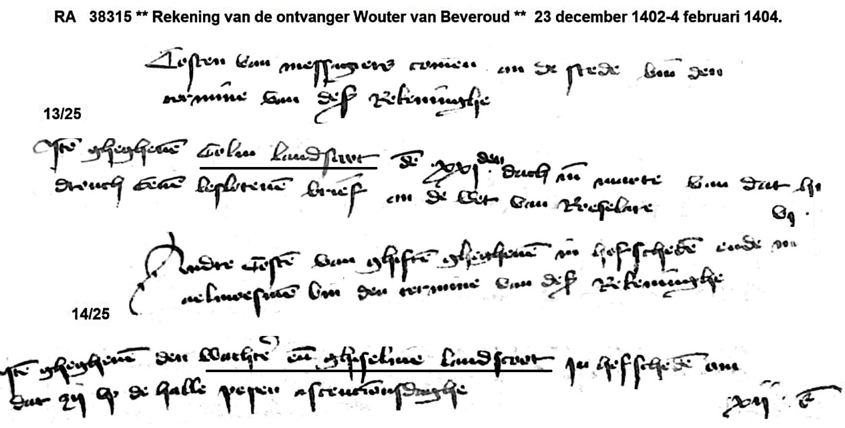 Eerste vermeldingen van Landscoote in de stadsrekeningen van Tielt